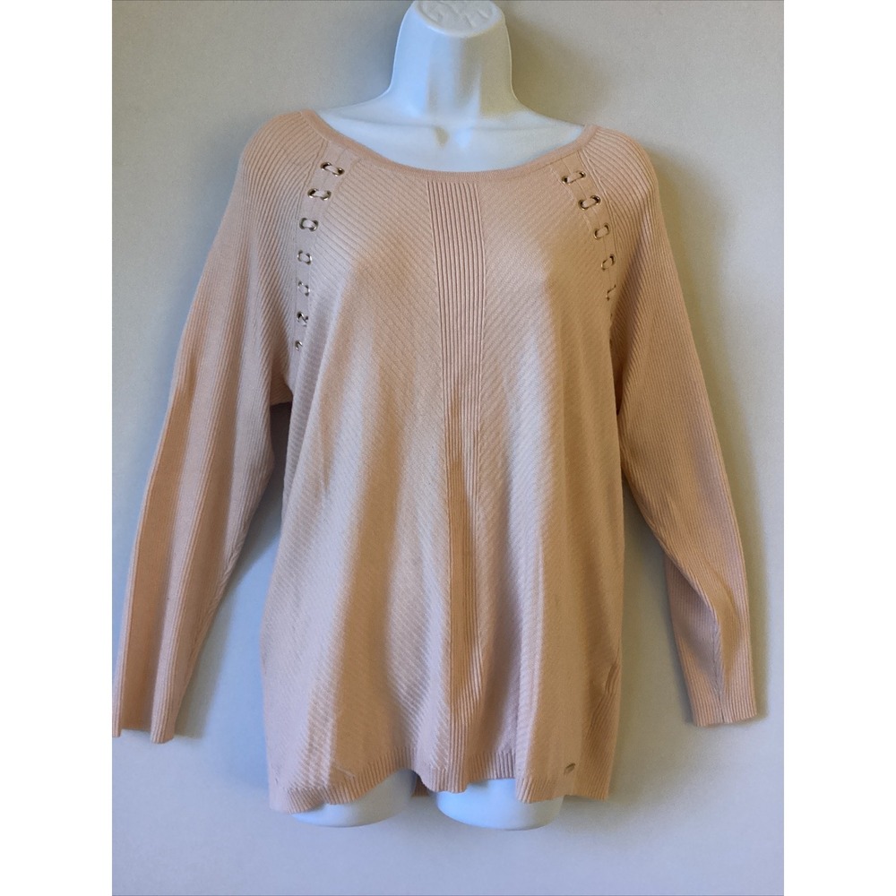 Calvin Klein Sweater Womens Pink Lace Detail Ballet Core Cottage Core Feminine A